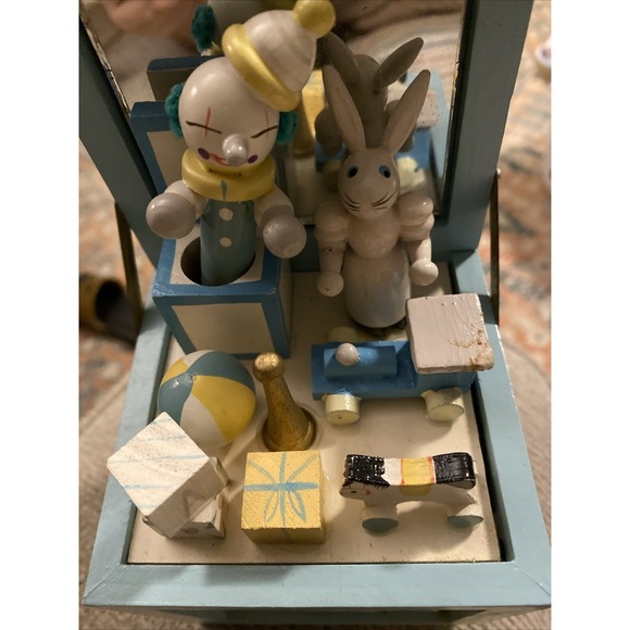 Vintage Collectable Hand Painted Wood Music Box Clown Bunny "It's A Small World" - Picture 5 of 10